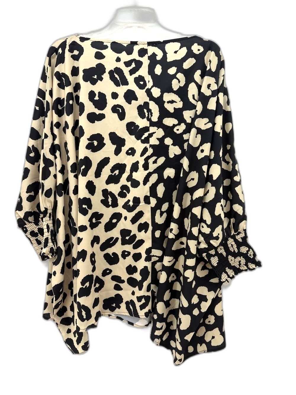 ODDY Two-Tone Black and Cream Leopard Print Blouse - Picture 3 of 3